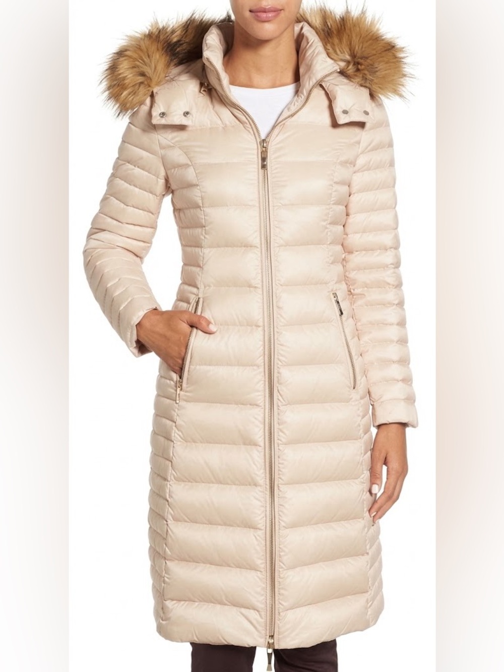 Kate Spade New York Ecru Quilted Down Puffer Jacket Extra Large Quiet Luxury